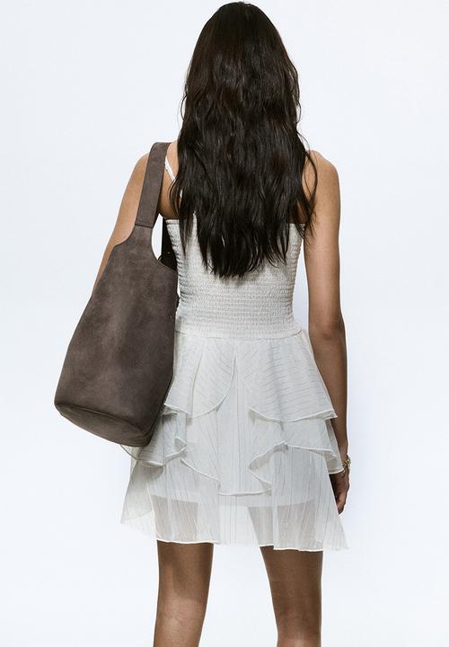 H&M - Smocked strappy dress - white/gold-coloured