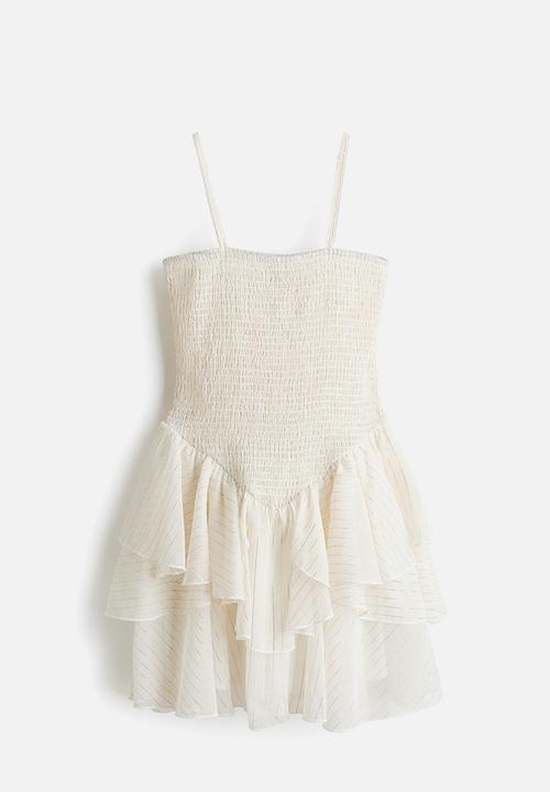 H&M - Smocked strappy dress - white/gold-coloured