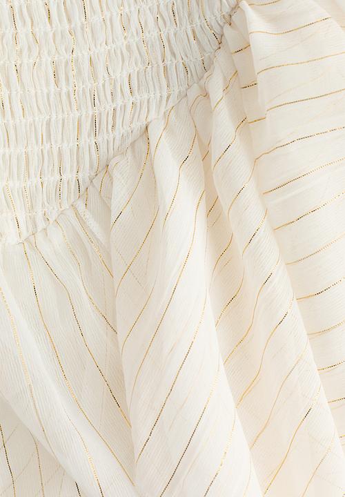 H&M - Smocked strappy dress - white/gold-coloured