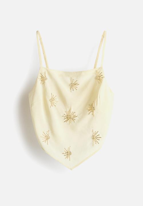 H&M - Embellished strappy top - light yellow