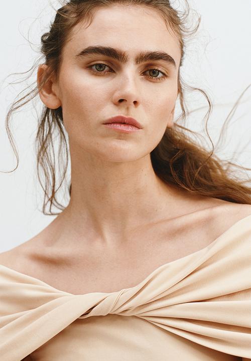H&M - Twist-detail off-the-shoulder top - beige