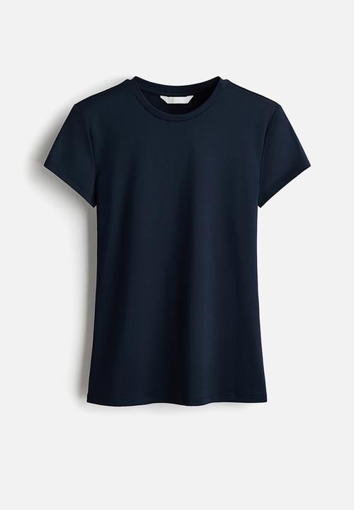 H&M - Fitted microfibre t-shirt - navy blue