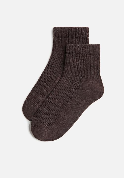 H&M - 5-Pack ankle socks - dark mole/beige