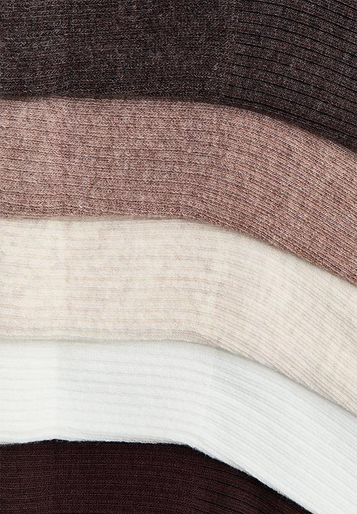 H&M - 5-Pack ankle socks - dark mole/beige