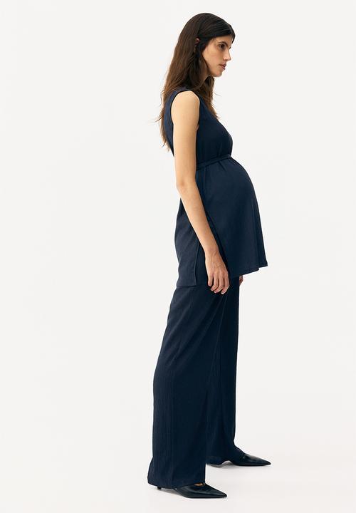 H&M - Mama 2-piece textured jersey set - navy blue
