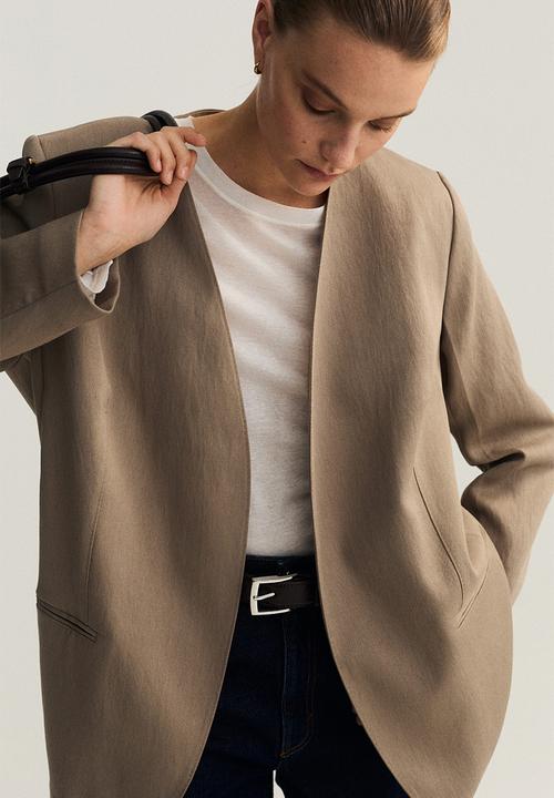 H&M - Collarless blazer - beige