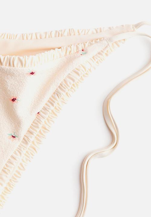 H&M - Cheeky tie tanga bikini bottoms - white/floral