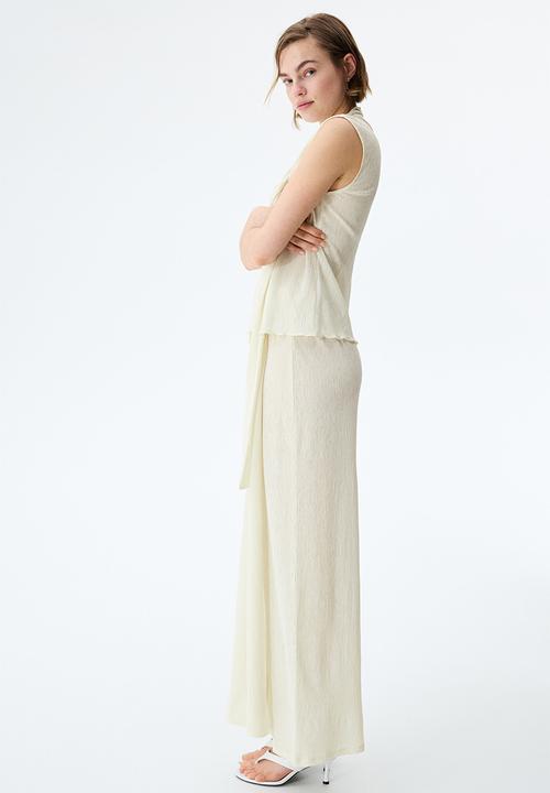 H&M - Crinkled wrapover trousers - light beige