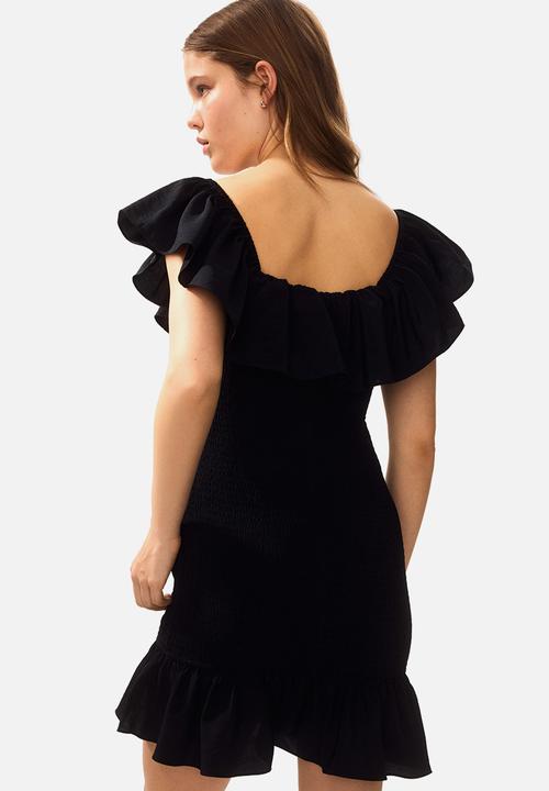 H&M - Flounced off-the-shoulder dress - black