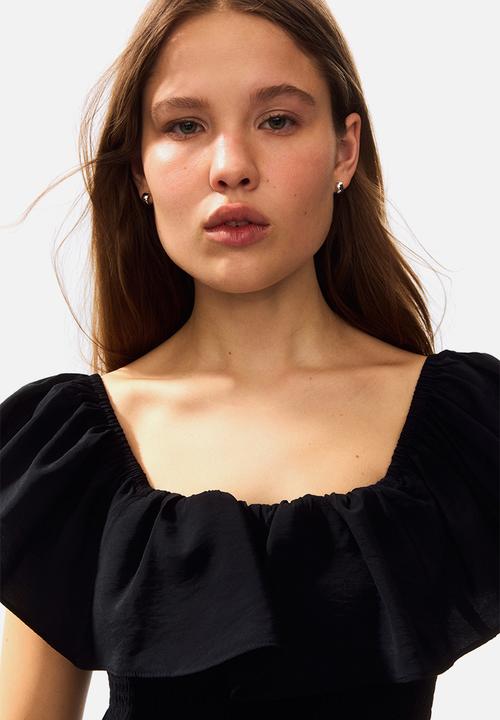 H&M - Flounced off-the-shoulder dress - black