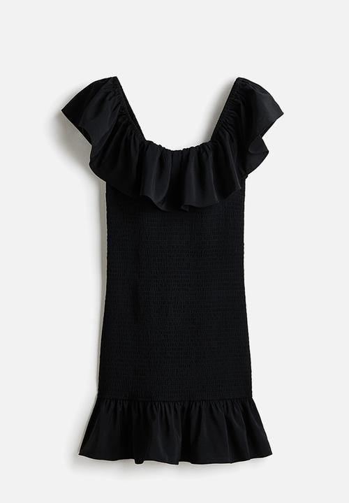 H&M - Flounced off-the-shoulder dress - black