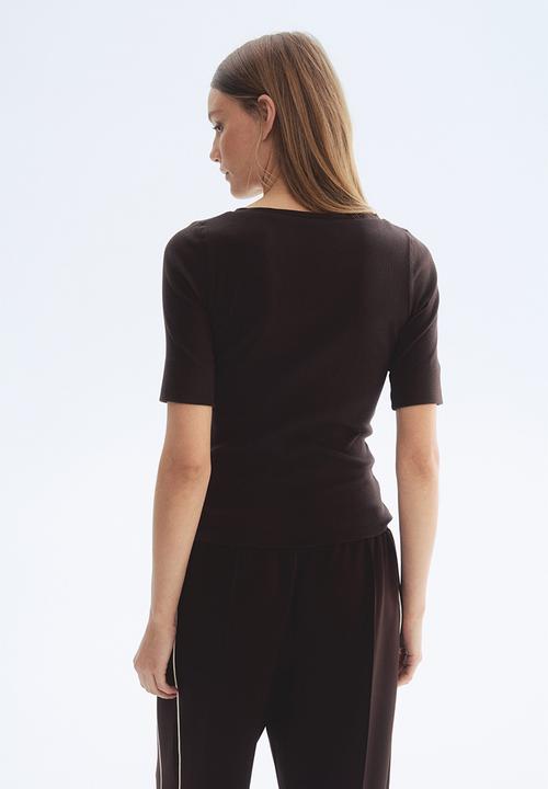 H&M - Ribbed cotton top - dark brown