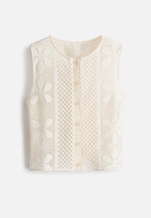 H&M - Crochet-look top - light beige