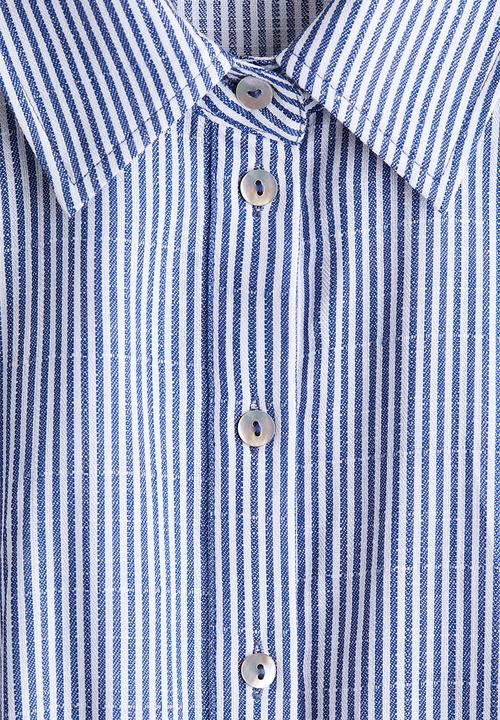 H&M - Tie-belt shirt dress - blue/striped