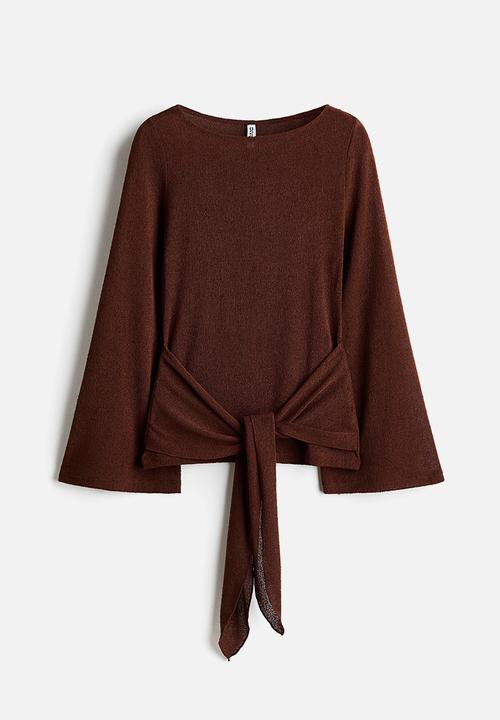 H&M - Tie-detail knitted top - dark brown