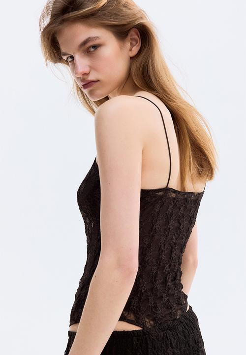 H&M - Lace thong body - dark brown
