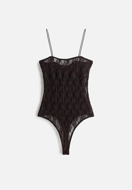 H&M - Lace thong body - dark brown