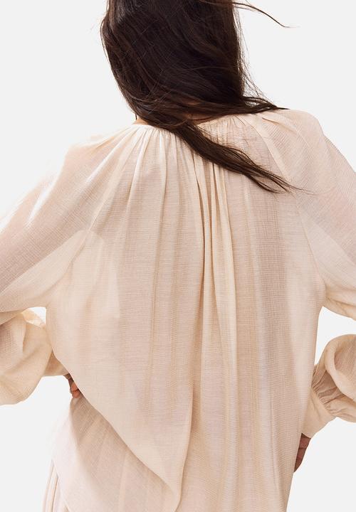 H&M - Flounce-trimmed blouse - powder pink