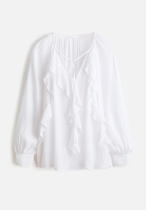 H&M - Flounce-trimmed blouse - white