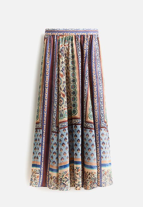 H&M - Loose-fit maxi skirt - blue/patterned