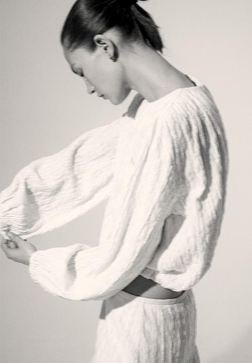 H&M - Balloon-sleeved top - cream