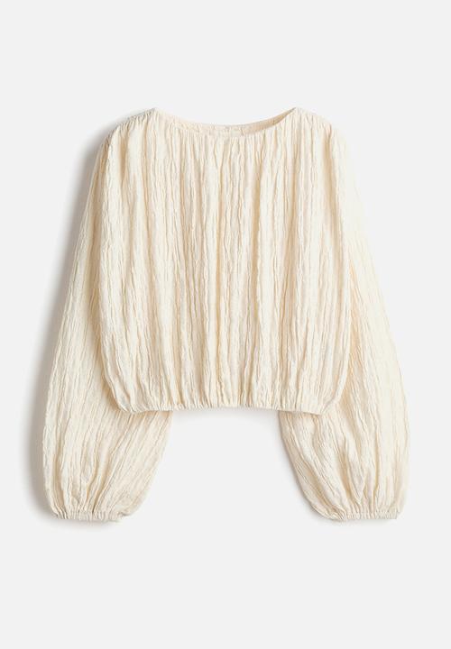 H&M - Balloon-sleeved top - cream