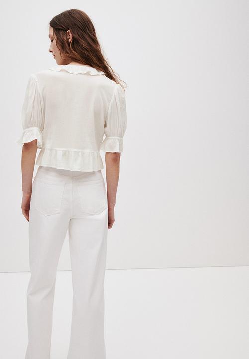 H&M - Frill-trimmed blouse - white