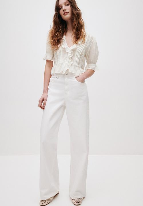 H&M - Frill-trimmed blouse - white