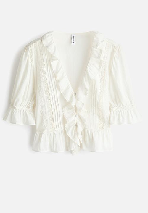 H&M - Frill-trimmed blouse - white