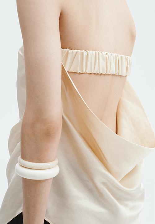 H&M - Satin bandeau top - cream
