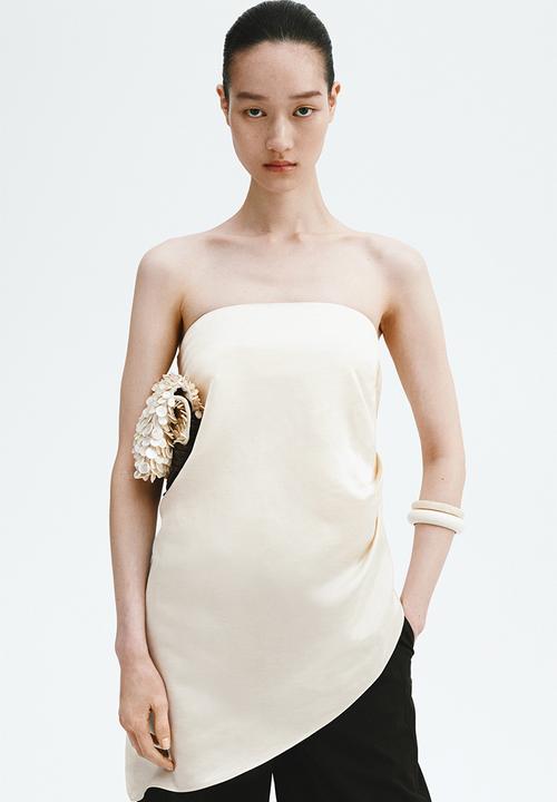 H&M - Satin bandeau top - cream