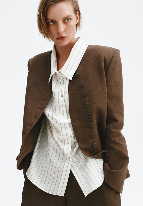 H&M - Oversized shirt - white/striped