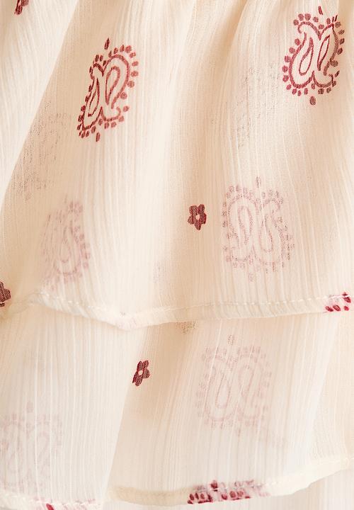 H&M - Frill-trimmed chiffon top - cream/paisley pattern