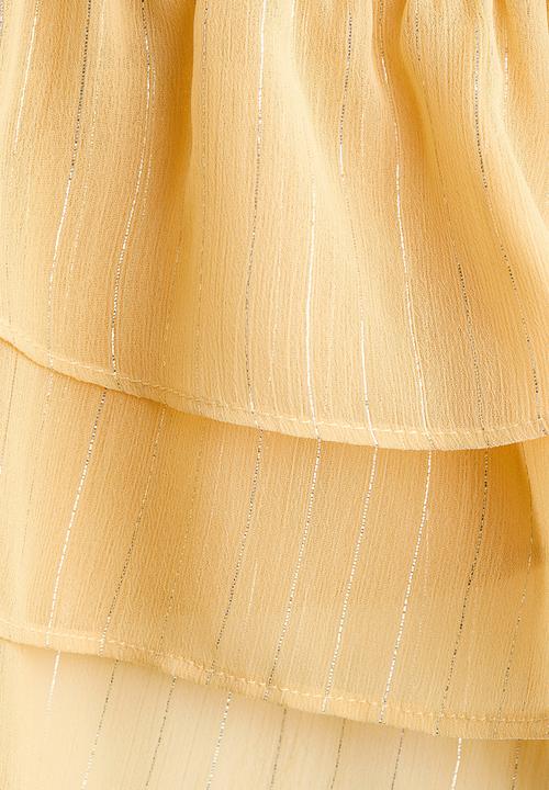 H&M - Frill-trimmed chiffon top - yellow/glittery