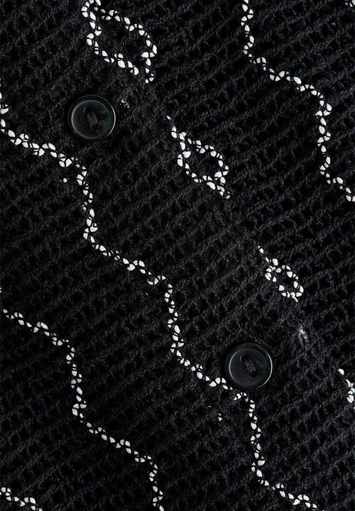 H&M - Crochet-look waistcoat - charcoal grey/white