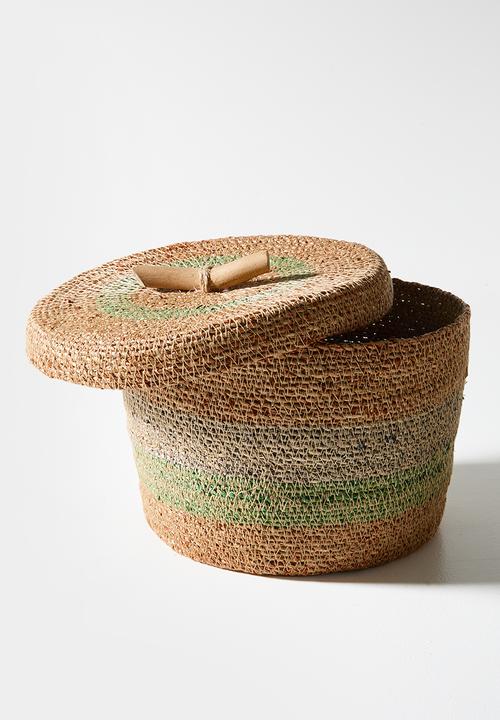 Sixth Floor - Seagrass Storage Basket Set 2 - Natural & Green