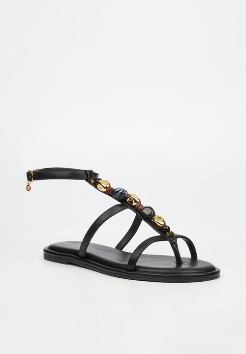 Miss Black - Kali 6 beaded strappy sandal - black
