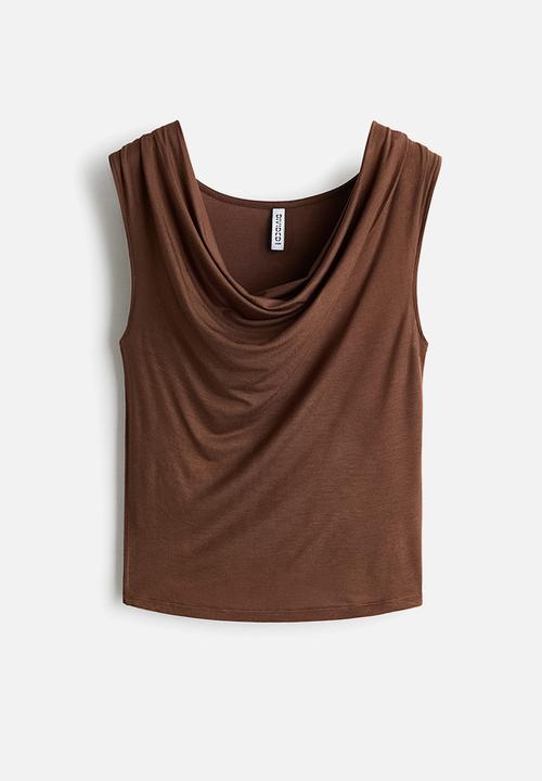 H&M - Cowl-neck jersey top - brown