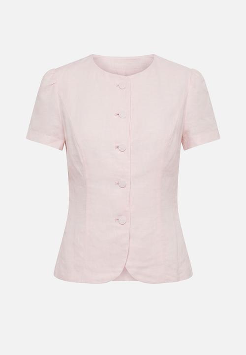 Forever New - Cartia button down top in rosewater pink