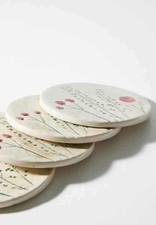 Sixth Floor - Coaster Field Flower Set 4 - neutral