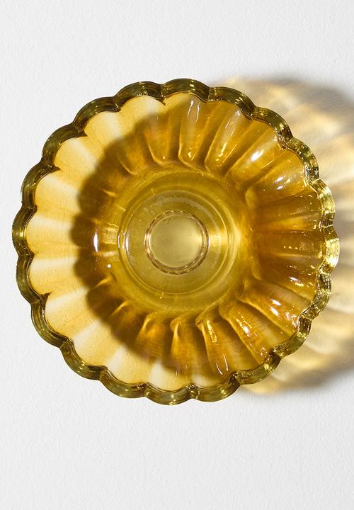 Sixth Floor - Scalloped Glass Candle Holder Amber