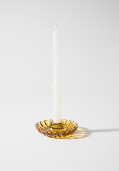 Sixth Floor - Scalloped Glass Candle Holder Amber