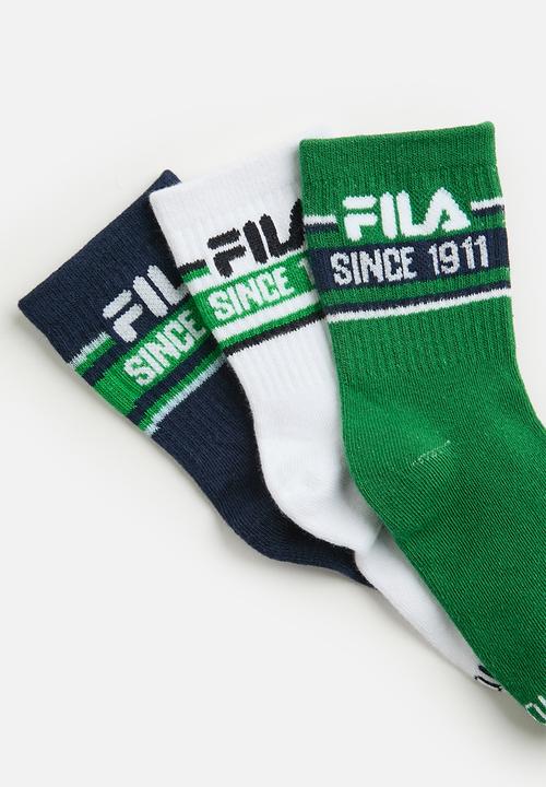 FILA - Lindsay Three Quarter Sock Boys - Fila Blue/ White/ Evergreen