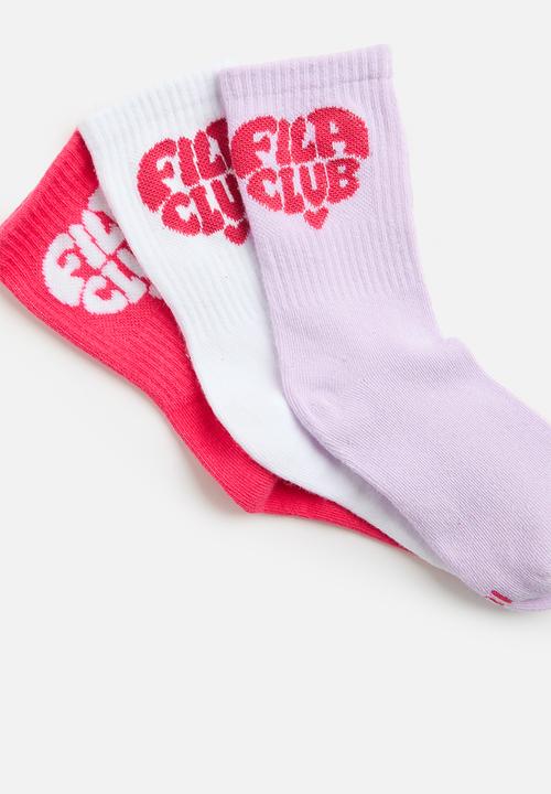 FILA - Fila Club Tube Sock - Rouge Red/ White/ Lavender