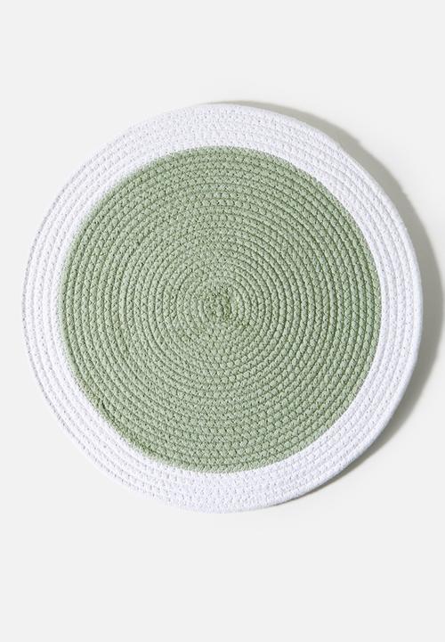 Sixth Floor - Cotton Boarder Placemats Set 4 - Turquoise