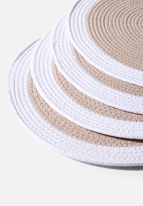 Sixth Floor - Cotton Boarder Placemats Set 4 - Natural