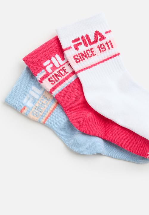 FILA - Lindsay Three Quarter Sock Girls - Rouge Red/ White/Skyway