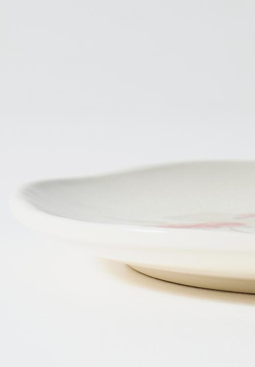 Sixth Floor - Plate Field Flower Stoneware - Neutral & Red