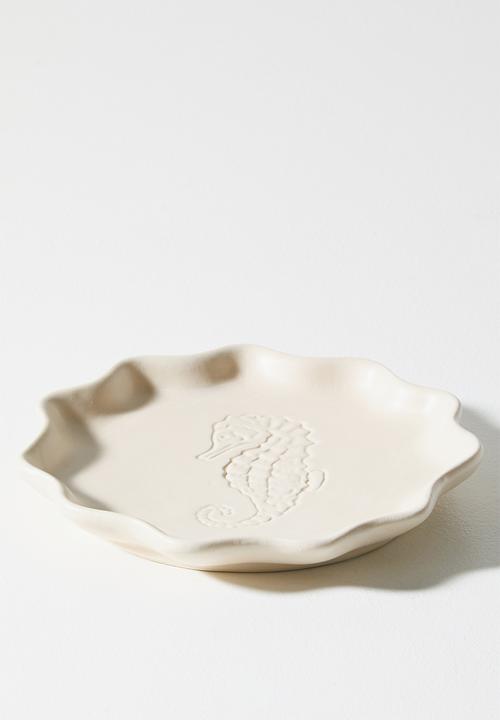 Sixth Floor - Stoneware Seahorse Side Plate - Natural