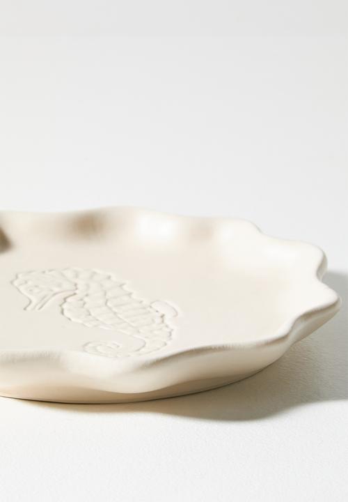 Sixth Floor - Stoneware Seahorse Side Plate - Natural